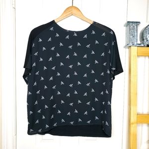 Popver top print front solid back. NWOT